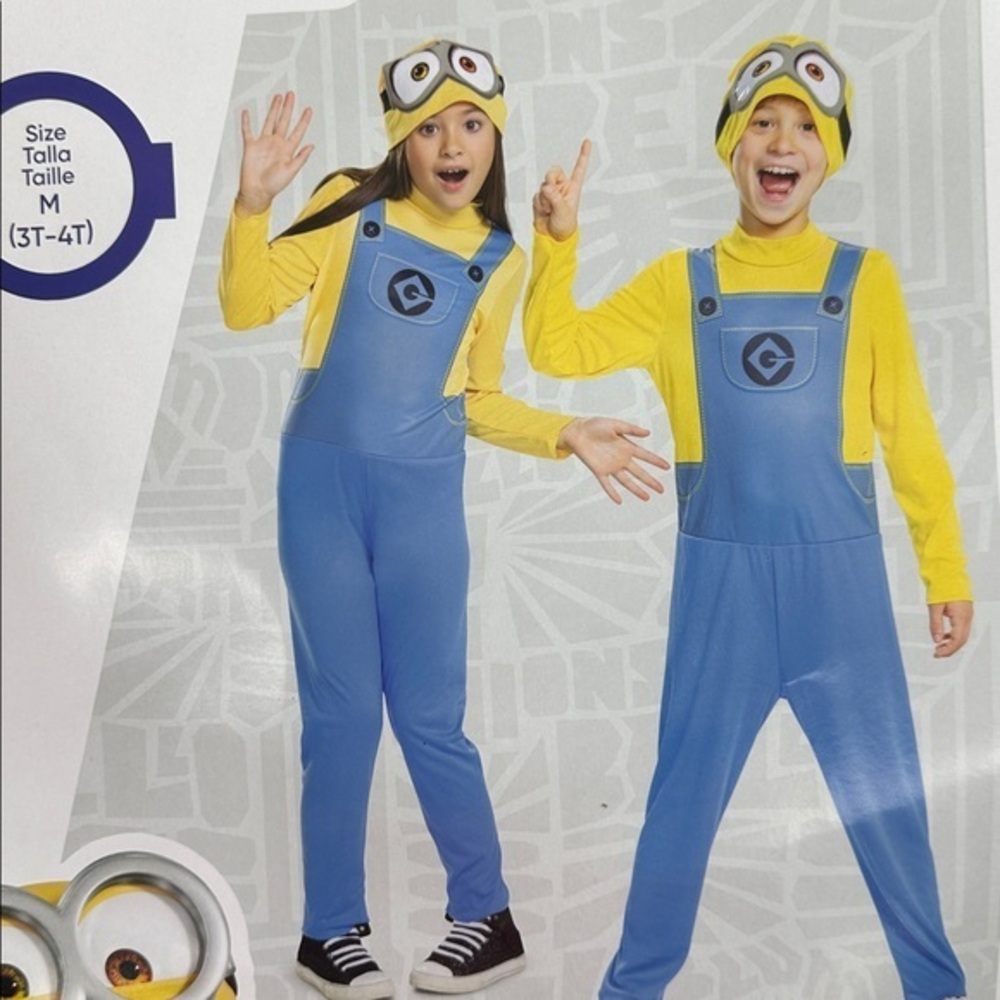 NWT Toddler Minion Bob Halloween Costume Illumination Jumpsuit and Soft cap hat